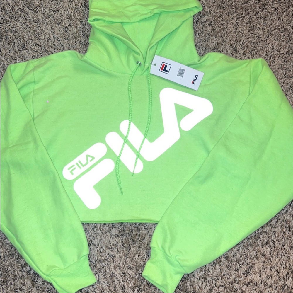 reflective fila cropped hoodie